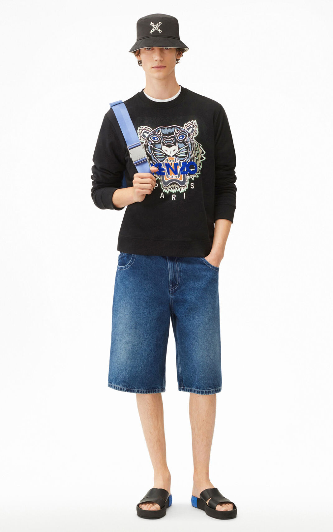 Kenzo Tiger Sweatshirt Erkek Siyah | 9130-QTULB